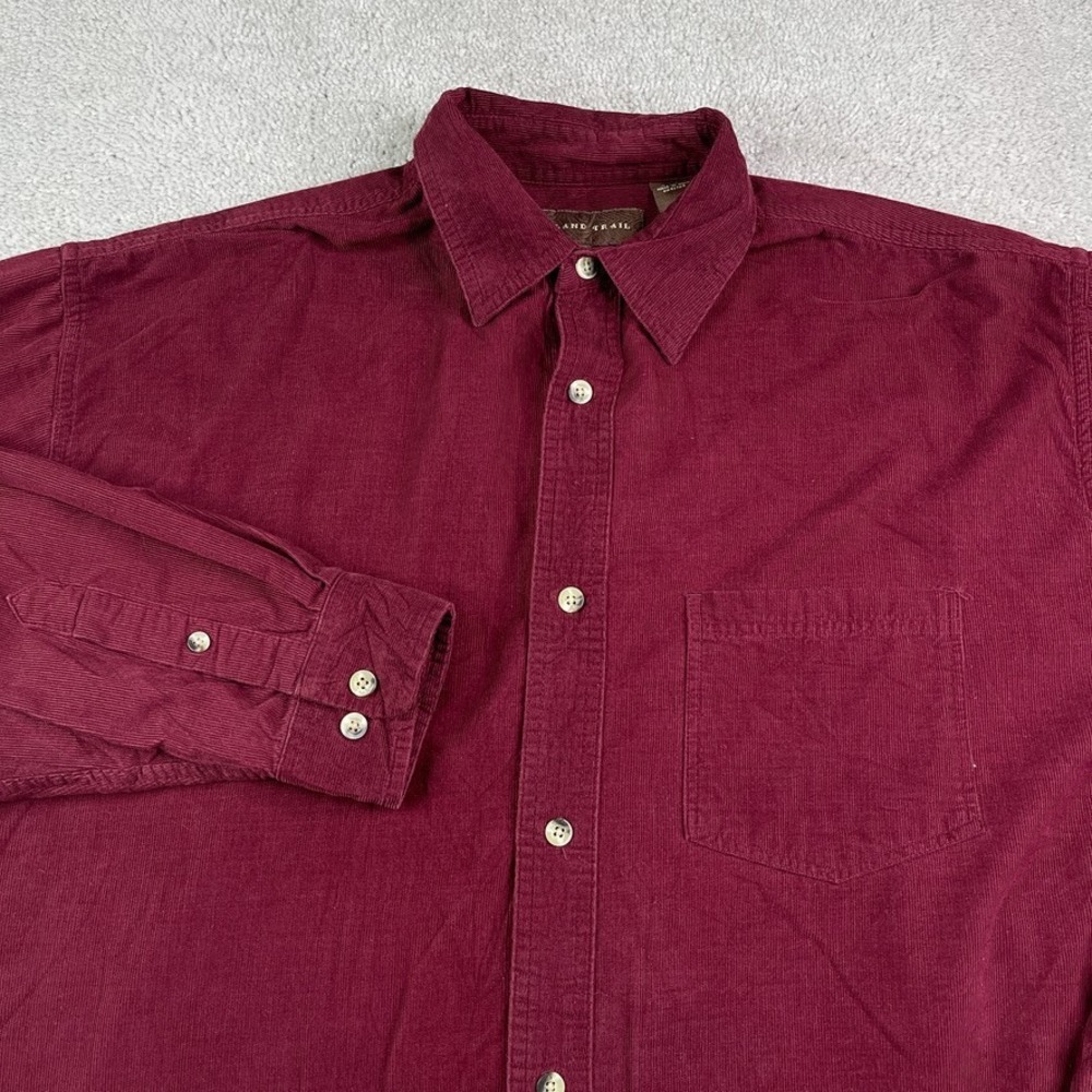 Vintage Woodland Trail Shirt Mens XL‎ Tall Red Corduroy Cord Workwear Button Up
